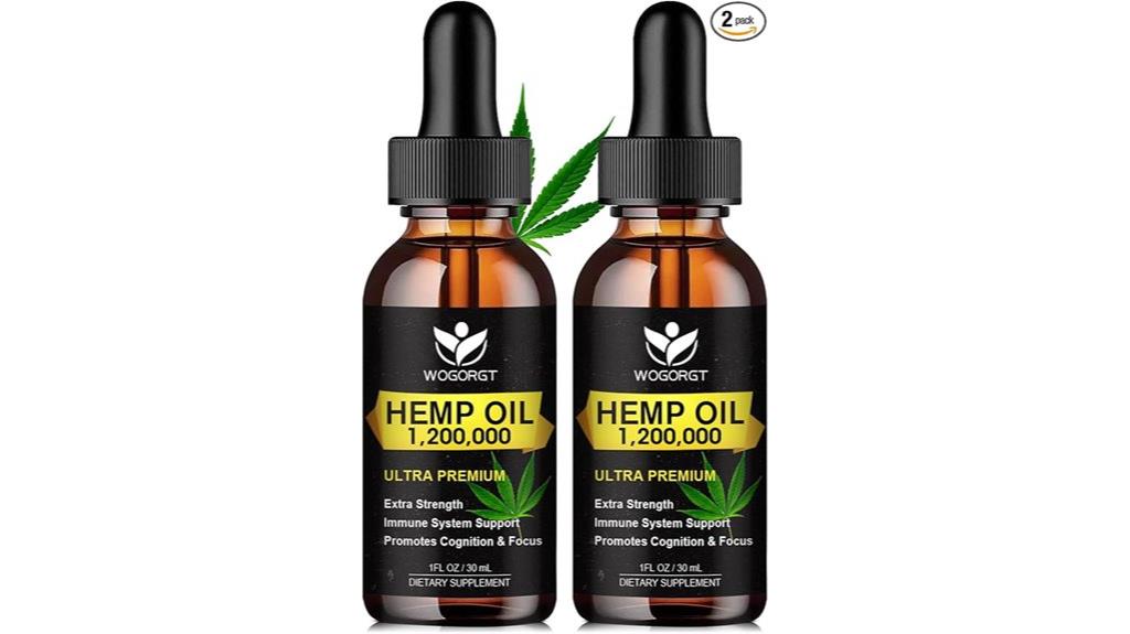two organic hemp bottles